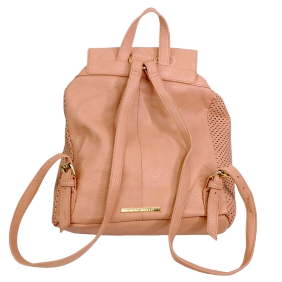 Steve Madden Blush Pink Vegan Leather Drawstring Foldover Backpack Purse Bag - Picture 2 of 12